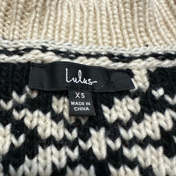 Lulu’s cream black mountain crest button up sweater knit vest size XS v neck - Picture 4 of 8